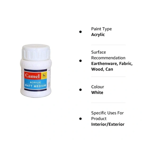 Camel Acrylic Medium , Matte Finish 100ml, White.