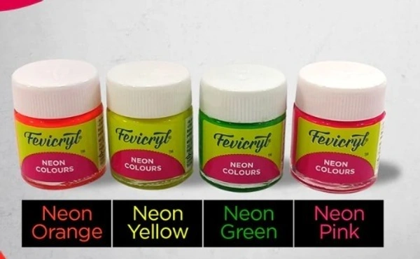 Fevicryl Acrylic Neon Color Paints(15ML Each Color, Pack Of 4 Colors)
