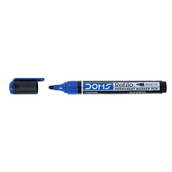 DOMS Refilo Non-Toxic Hi-Tech Refillable Permanent Marker Pen - BLUE, 1PC