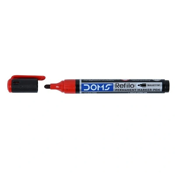 DOMS Refilo Non-Toxic Hi-Tech Refillable Permanent Marker Pen - RED, 1PC