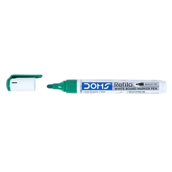 Doms Refilo Non-Toxic Hi-Tech Refillable White Board Marker Pen - GREEN, 1PC