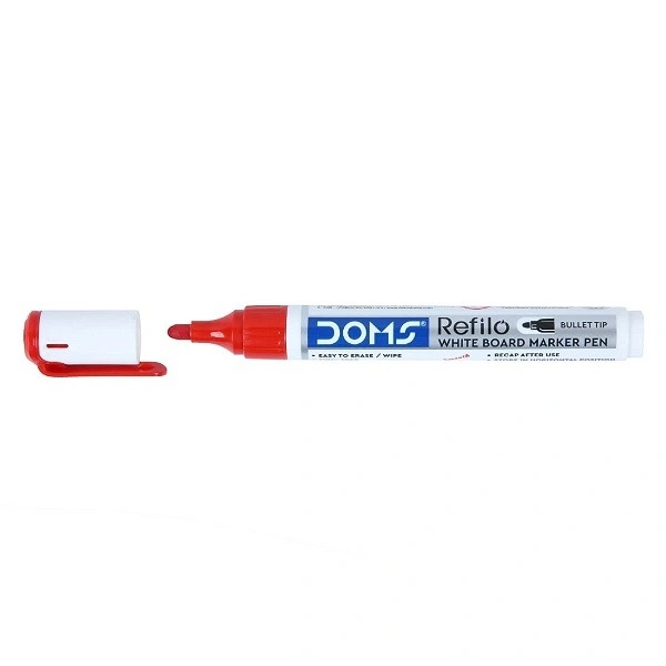 Doms Refilo Non-Toxic Hi-Tech Refillable White Board Marker Pen - RED, 1PC