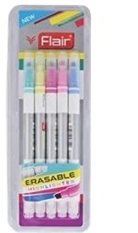 Flair Erassable Chisel Point Highlighter, Pack Of 5 Colours, Multicolor