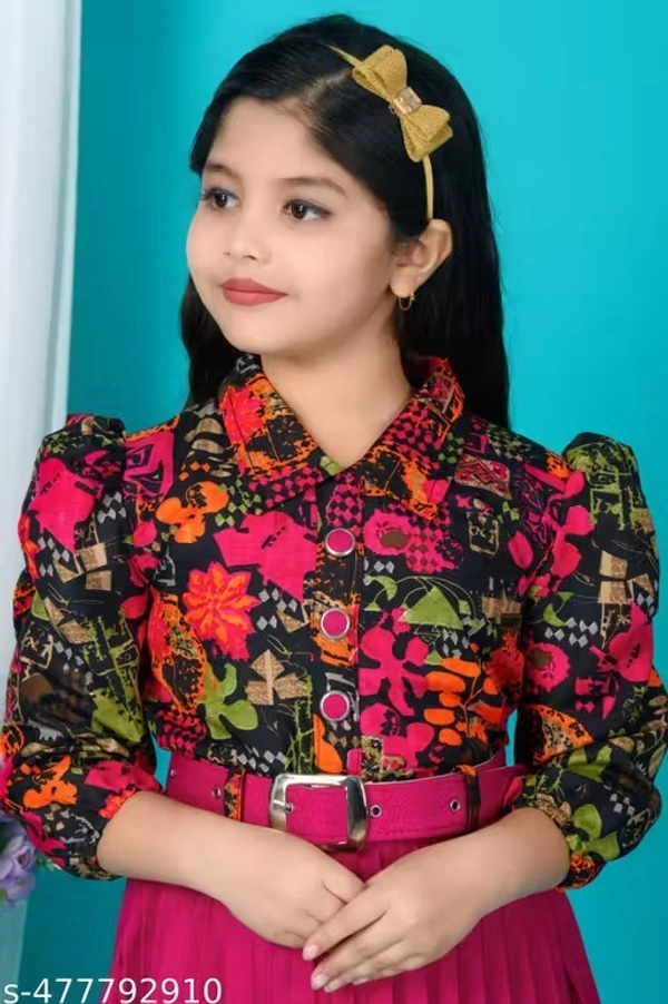 New stylish floral Baby Girls Dress/Frocks , with same design Bag and Belt Perfect Kids Frock - 7-8 Years