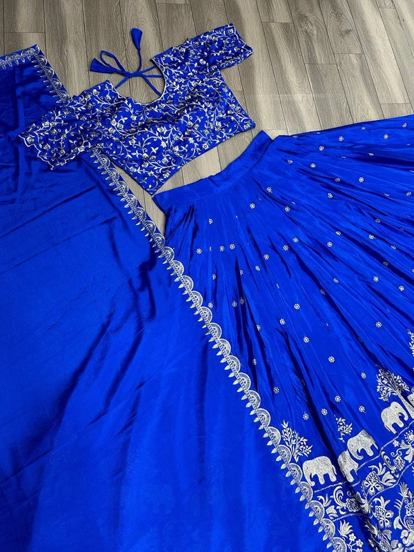 Elephant Lehenga - Blue, XL up to XXL