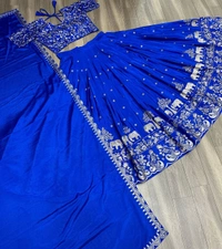 Elephant Lehenga - Blue, XL up to XXL