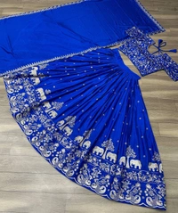 Elephant Lehenga - Blue, XL up to XXL