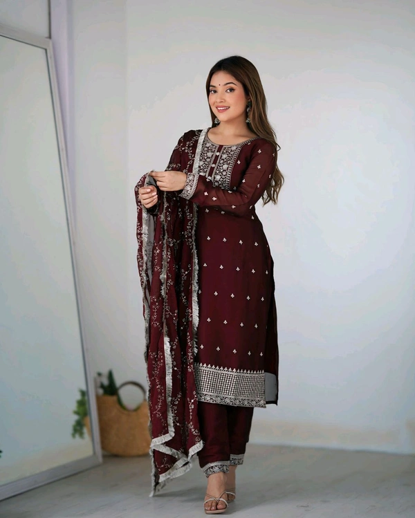 Traditional Kurta Set - Maroon, M-38