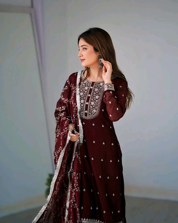 Traditional Kurta Set - Maroon, M-38