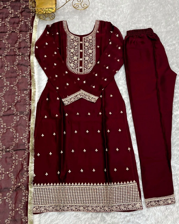 Traditional Kurta Set - Maroon, M-38