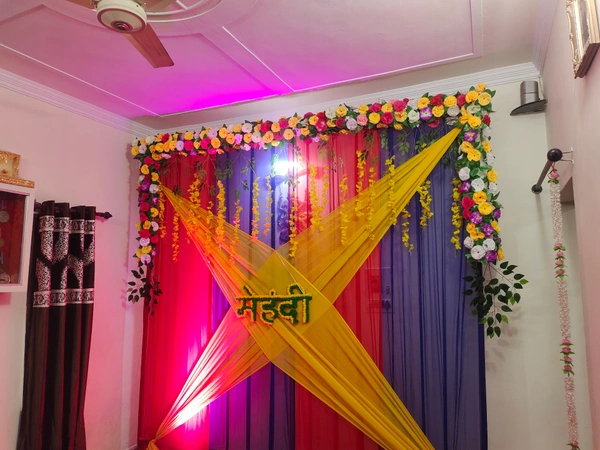 Bala Ji Event Planner  Haldi And Mehndi Stage With Lighting  - multi