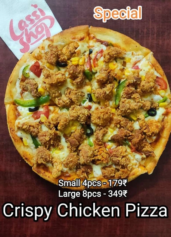Crispy Chicken Pizza (Lassi Shop) - Large 8 Pcs
