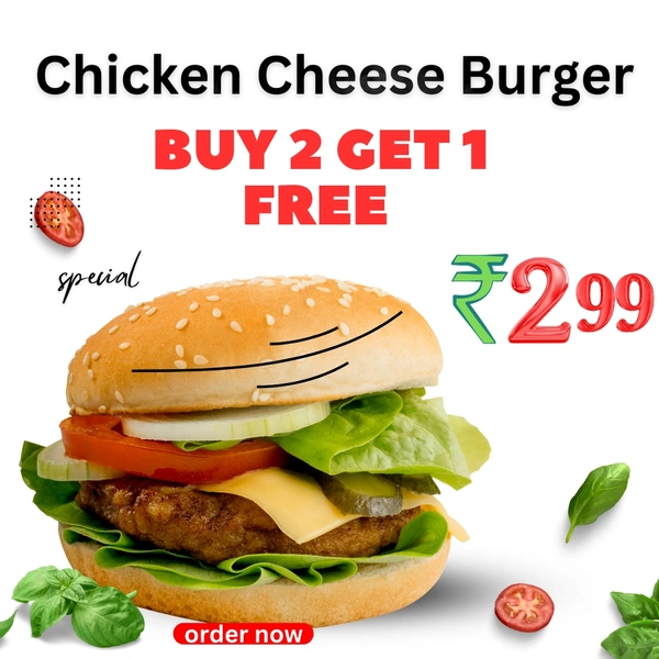 Chicken Cheese Burger offer 2+1 ( Lassi Shop)