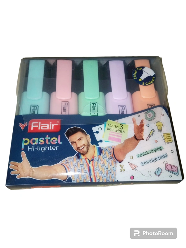 Flair Pastel Hi-lighter Multi Colour 5 Pis 