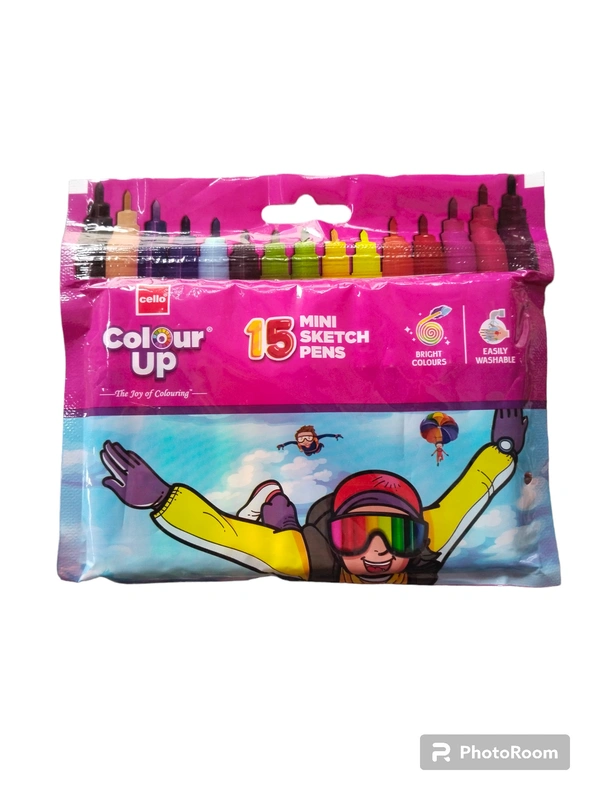 Cello ColourUp Mini Sketch Pens - 15 mini Shades|Bright Sketch Pen Set for Kids|Non Toxic Colouring Range|Safe for Children