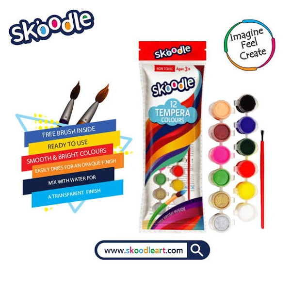 Skoodle Tempera Water Colour -12 Shades 
