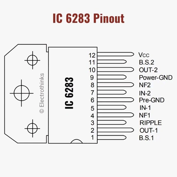 CD6283CS – 4.6W Per Channel - Dual Audio Power Amplifier IC – FSIP-12H Package.