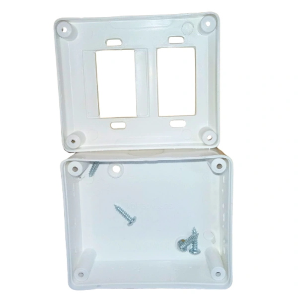 Polished 2 Way PVC Gang Box, White
