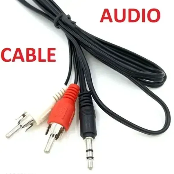 Teflon TV-out Cable 3.5 mm Stereo Audio Male to 2 RCA Male Cable 1.5 Meter  (Black, For Home Theater, 1.5 m)