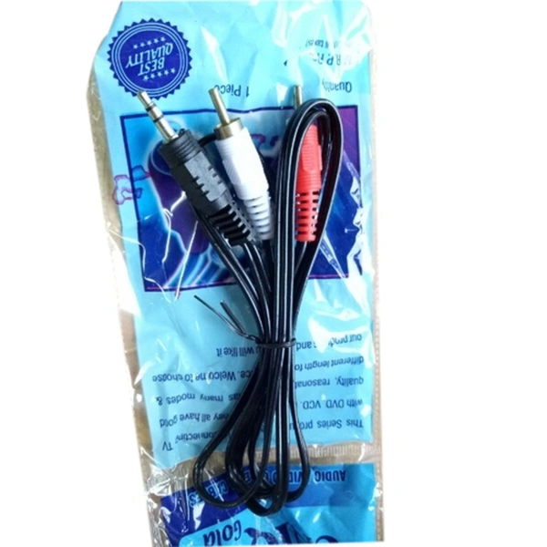 Teflon TV-out Cable 3.5 mm Stereo Audio Male to 2 RCA Male Cable 1.5 Meter  (Black, For Home Theater, 1.5 m)