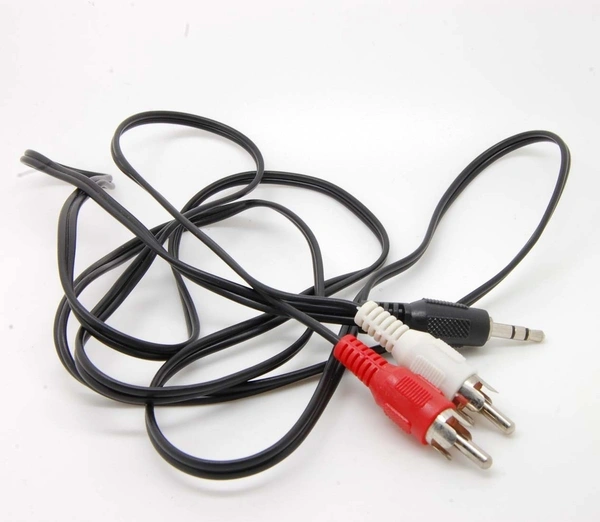 Teflon TV-out Cable 3.5 mm Stereo Audio Male to 2 RCA Male Cable 1.5 Meter  (Black, For Home Theater, 1.5 m)