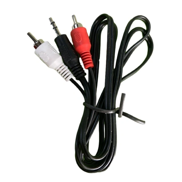 Teflon TV-out Cable 3.5 mm Stereo Audio Male to 2 RCA Male Cable 1.5 Meter  (Black, For Home Theater, 1.5 m)