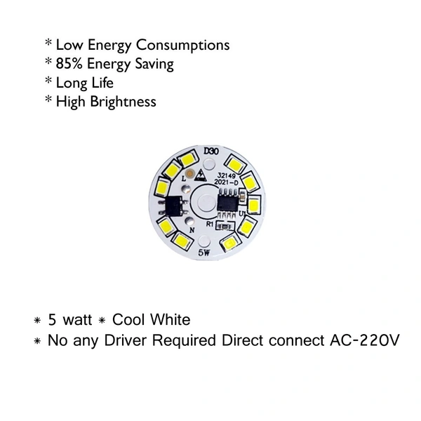 (Pack of 10 pcs ) 5 watt DOB Plate | Cool White | Best for 5 watt led bulb
