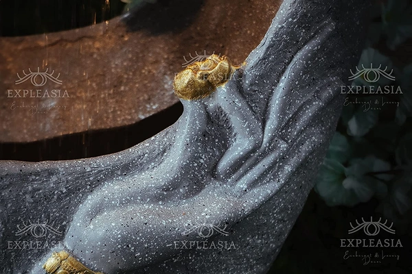 Rock Carved Buddha face Shower Water Fountain for Home, Office, Garden (Grey) Water Fountain for Home, Water Fountain for Garden, Fountain for Living Room (with Maintenance KIT) - 60Lx35Wx90H, White