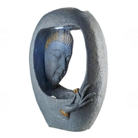 Rock Carved Buddha face Shower Water Fountain for Home, Office, Garden (Grey) Water Fountain for Home, Water Fountain for Garden, Fountain for Living Room (with Maintenance KIT) - 60Lx35Wx90H, White