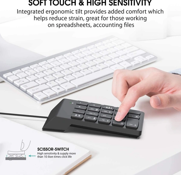 USB 2.0 Wired Numeric Keypad Slim Mini Number Pad Digital Keyboard 18 Keys Numpad for iMac/Mac Pro/MacBook/MacBook Air/Pro Laptop PC Notebook Desktop.