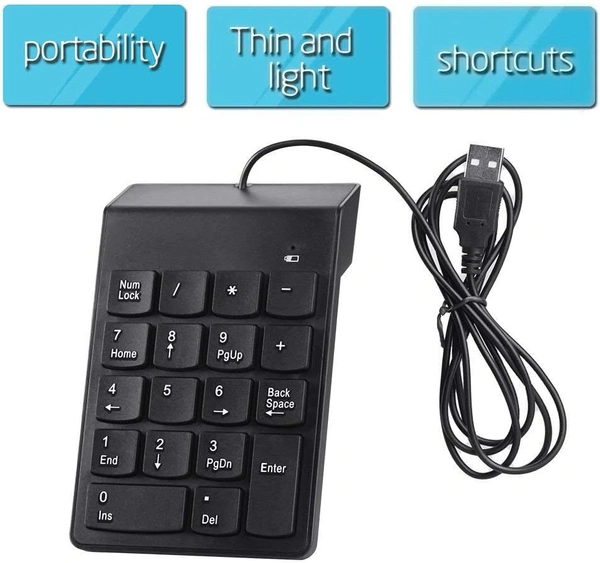USB 2.0 Wired Numeric Keypad Slim Mini Number Pad Digital Keyboard 18 Keys Numpad for iMac/Mac Pro/MacBook/MacBook Air/Pro Laptop PC Notebook Desktop.