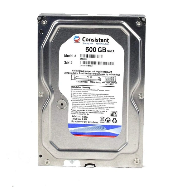 Consistent 1TB SATA 3.5 Inch Internal Hard Drive with 2 Year Warrenty - 1TB, Silver