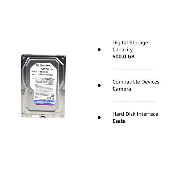 Consistent 1TB SATA 3.5 Inch Internal Hard Drive with 2 Year Warrenty - 1TB, Silver