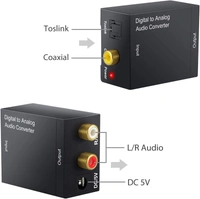 Digital to Analog Audio Converter DAC Digital SPDIF Optical to Analog L/R RCA Adapter Toslink Optical to 3.5mm Jack Adapter with Fiber Cable and USB Cable for PS3 HD DVD PS4 Amp Apple TV Home Cinema