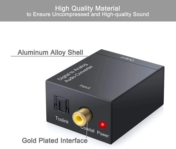 Digital to Analog Audio Converter DAC Digital SPDIF Optical to Analog L/R RCA Adapter Toslink Optical to 3.5mm Jack Adapter with Fiber Cable and USB Cable for PS3 HD DVD PS4 Amp Apple TV Home Cinema