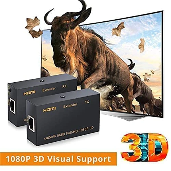 HDMI Extender 4K 60M HDMI Extender, HDMI to RJ45 Network Cable Extender Converter Repeater Compatible With 5e / 6 1080p up to 60m HDTV HDPC PS4 STB 4K 2K (60m)-(EPL-573H) - 120M