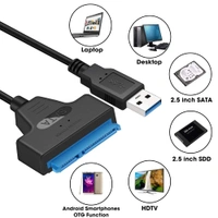 USB 3.0 SATA III Hard Drive Adapter Cable, SATA to USB Adapter Cable for 2.5 inch (6.35 cm) SSD & HDD, Support UASP, 9 inch(22 cm), Black