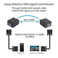 VGA Signal Extender 60M VGA Extender Female to LAN Cat5 Cat5e Cat6e RJ45 Ethernet Female Adapter Amplifier VGA Extender.