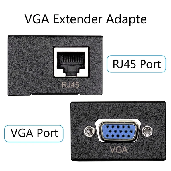 VGA Signal Extender 60M VGA Extender Female to LAN Cat5 Cat5e Cat6e RJ45 Ethernet Female Adapter Amplifier VGA Extender.