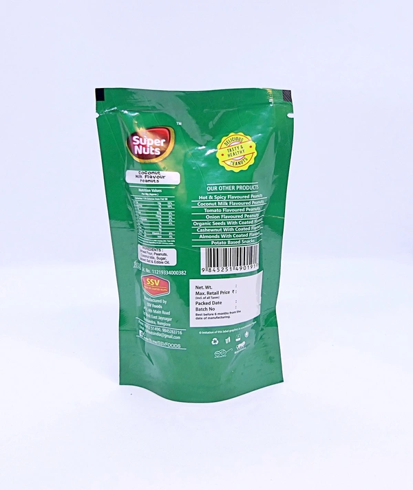 SSV SUPER NUTS | Bangalore Famous |Healthy Peanuts | Rich In Protein | Coconut Milk Flavor |Top Selling - Pack of 4 | 90 Gms Each Pack, 360 Gms