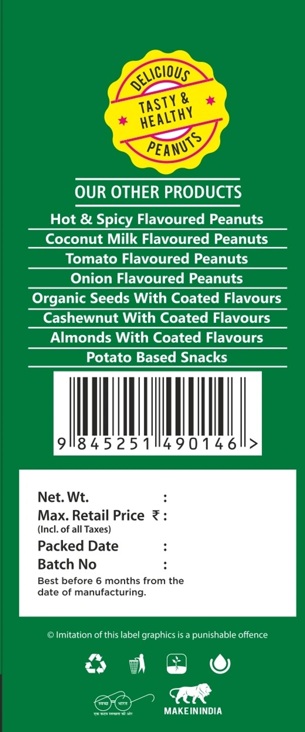 SSV SUPER NUTS | Bangalore Famous |Healthy Peanuts | Rich In Protein | Coconut Milk Flavor |Top Selling - Pack of 4 | 90 Gms Each Pack, 360 Gms