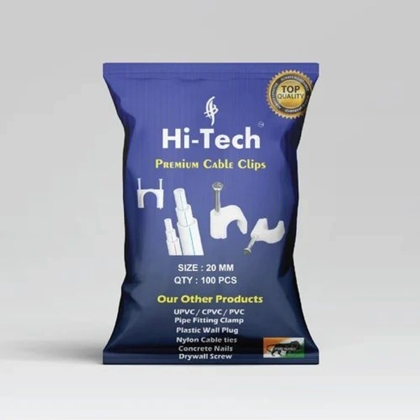 Hi-Tech Cable Clip  - 8mm, White
