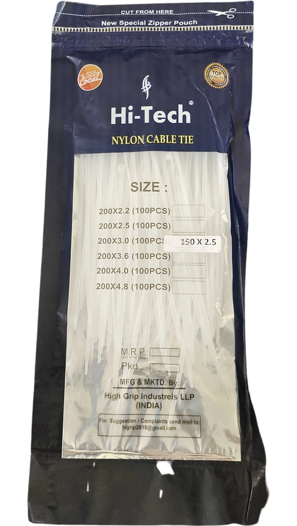  Tie - White, 150×2.5mm