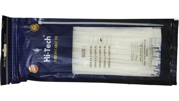 Tie - White, 250×4.0mm