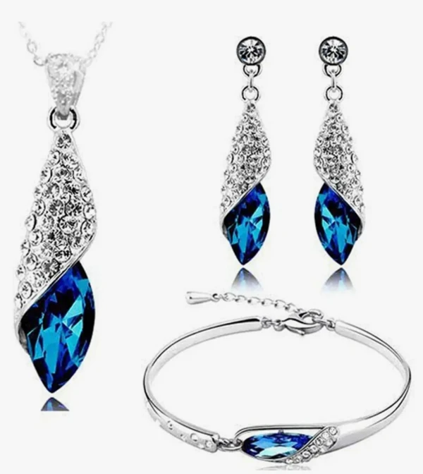 Valentine Gift By Shining Diva Italian Designer Non Precious Metal Jewellery Set for Women (Blue) (rrsdcmb208) - Silver