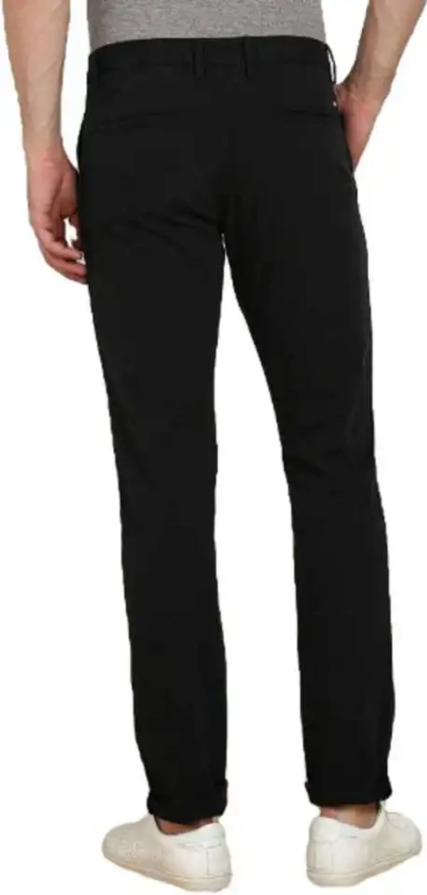 Fashion Trendy Men Black Solid Cotton Blend Trousers - 28, Black