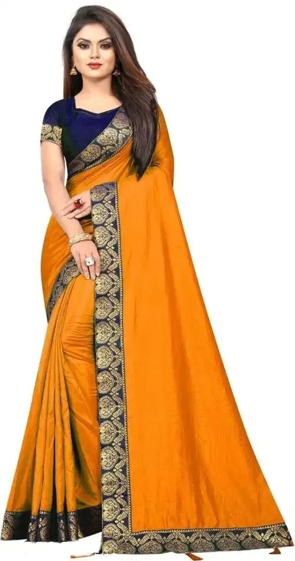 Drizomiz Women Yellow Silk Blend Saree