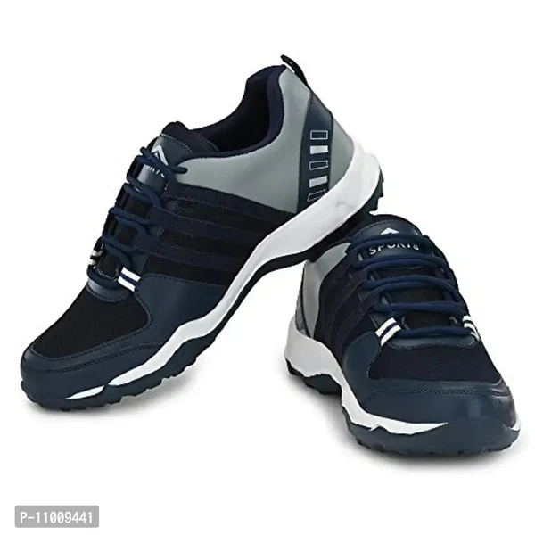 Runway Shoe Mens Navy Blue Comfortalbe Synthetic Mesh Lace Up Sports/Running/Walking/Gym/Joggin Shoe  - 6