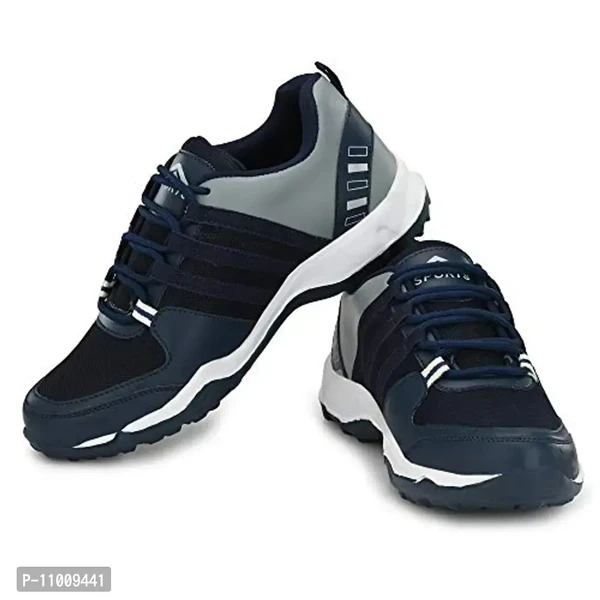 Runway Shoe Mens Navy Blue Comfortalbe Synthetic Mesh Lace Up Sports/Running/Walking/Gym/Joggin Shoe  - 10