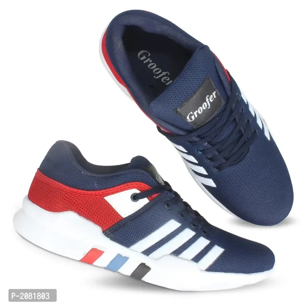 Mens Blue And Red Running Shoes - 8